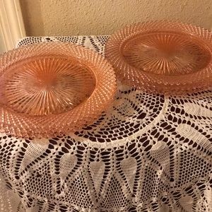 6 Pink Depression Glass Plates